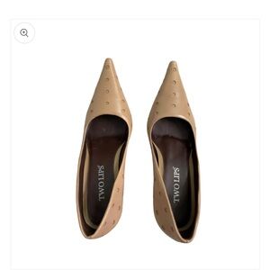 Two Lips Tan Polka Dot Pointed Leather Heels 8.5